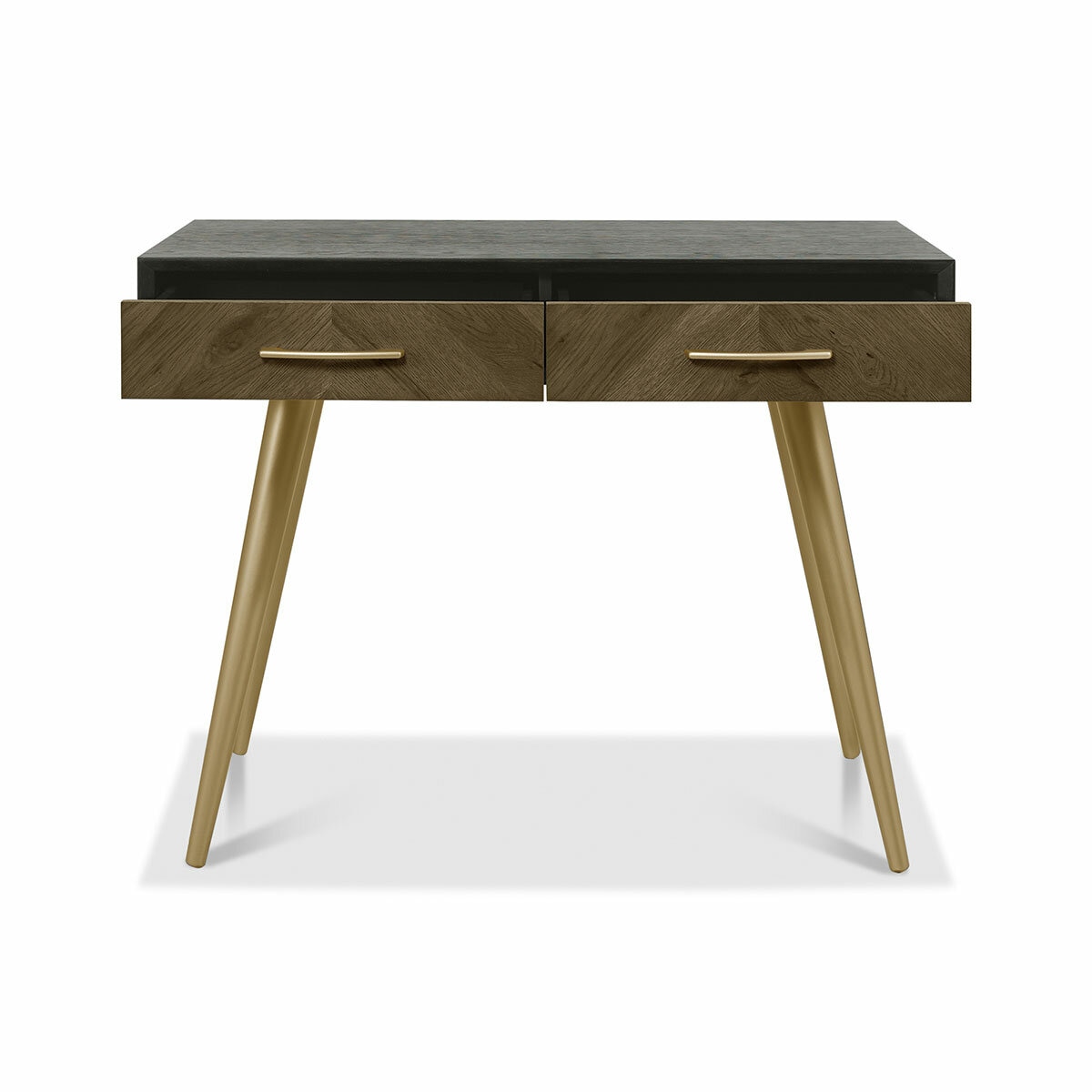 Bentley Designs Sienna Fumed Oak & Peppercorn Dressing Table & Stool Bentley Designs Sienna Fumed Oak & Peppercorn Dressing Table & Stool