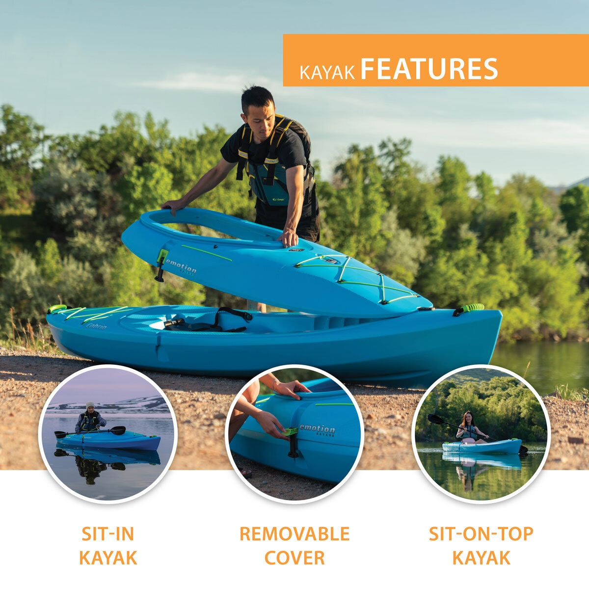 Emotion Cabrio 11ft (3.35m) Hybrid Kayak with Paddle