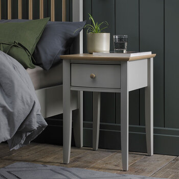 Bentley Designs Whitby Scandi Oak & Grey One Drawer Nightstand, 2 Pack