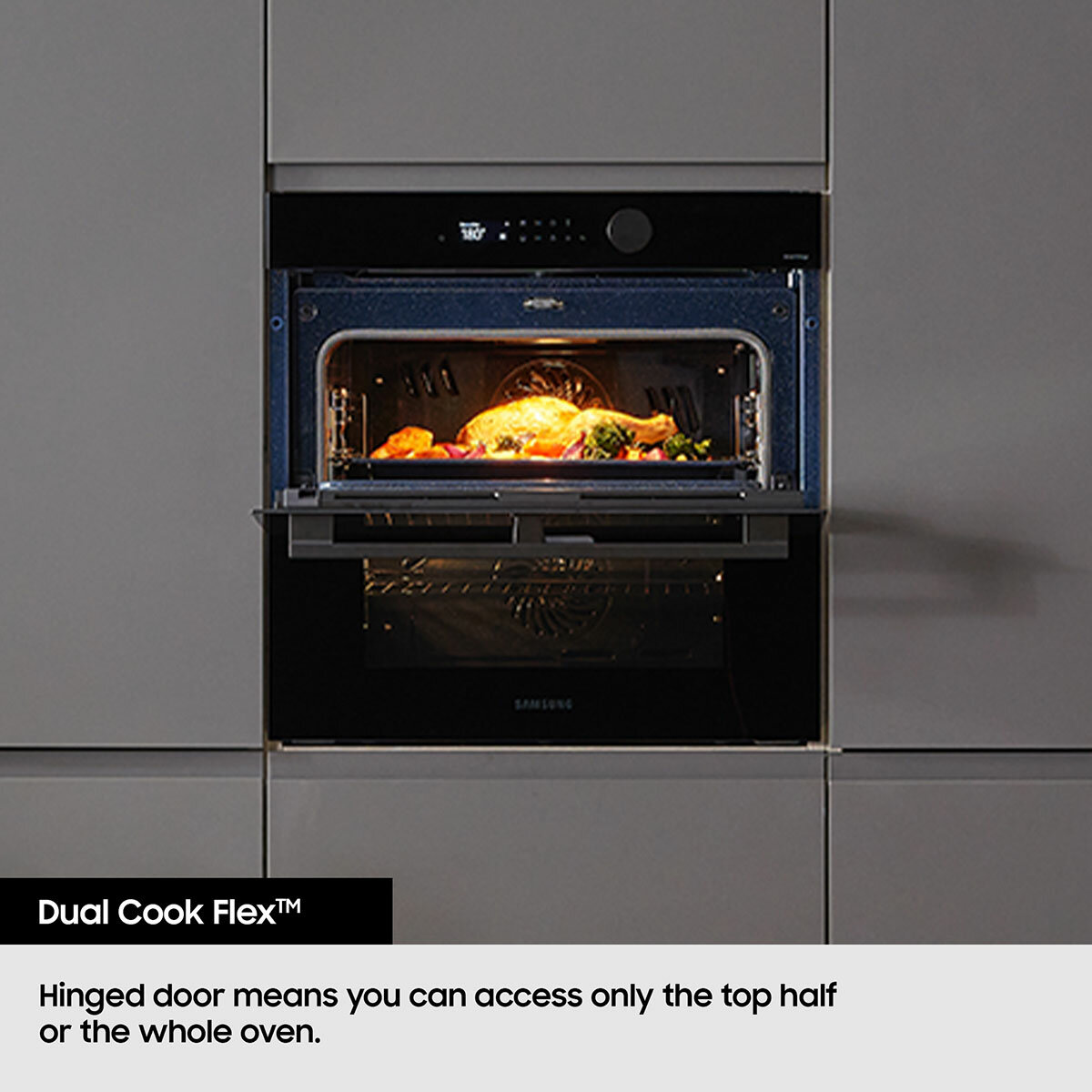 Samsung Series 4 Dual Cook Flex NV7B45305AK/U4 76L Smart Oven, A+ Rated in Clean Black