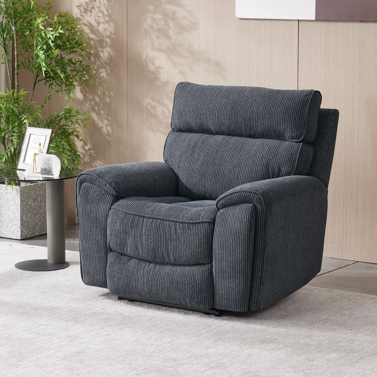 Atlanta Grey Cord Fabric Power Recliner Armchair