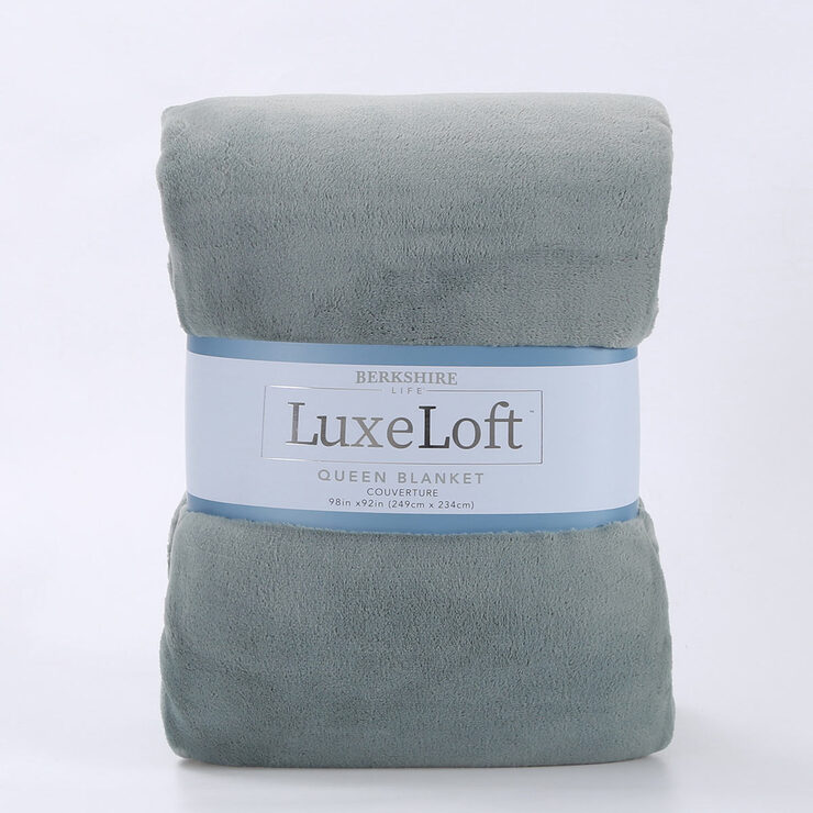 Berkshire Life Luxe Loft Blanket, in Smokey Aqua, 249 x 234 cm Costco UK