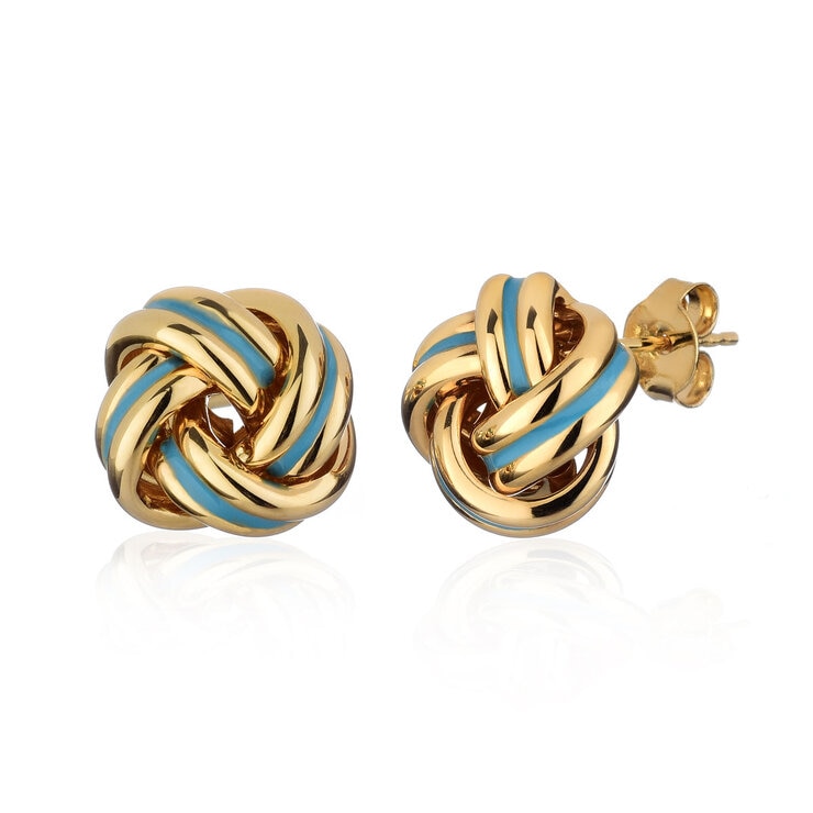 14ct Yellow Gold Enamel Love Knot Earrings 14ct Yellow Gold Enamel Love Knot Earrings