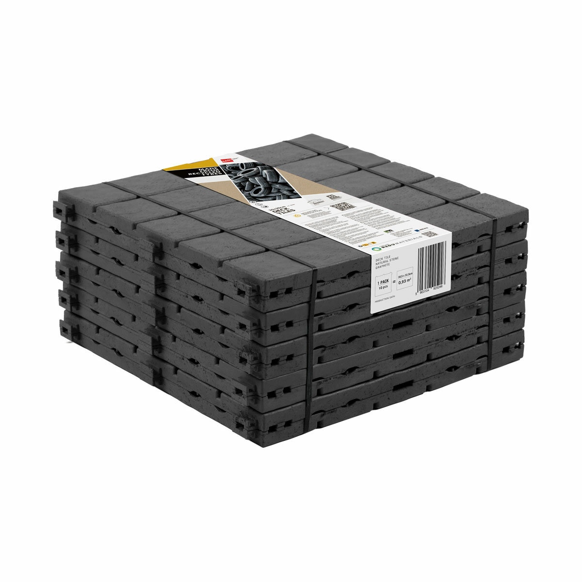 Easy Tile Cosmo Recycled Rubber Deck Tiles (300 x 300 x 15 mm) - 10 Pack