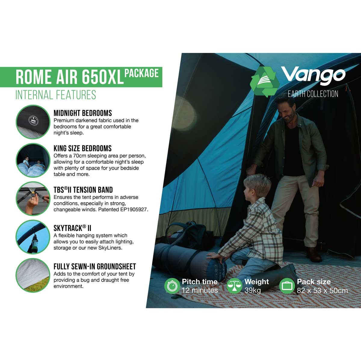 Vango Rome Air 650 XL Tent Package, 6 Person