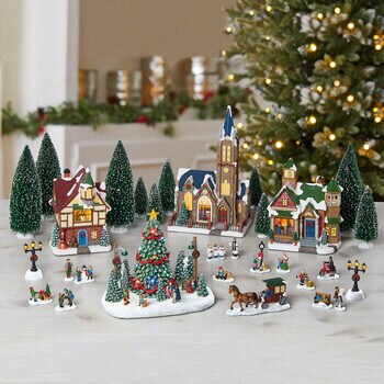 30 Piece Holiday Village Scene with LED Lights & Sounds 