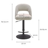 Kobe Grey Fabric Gas Lift Bar Stool