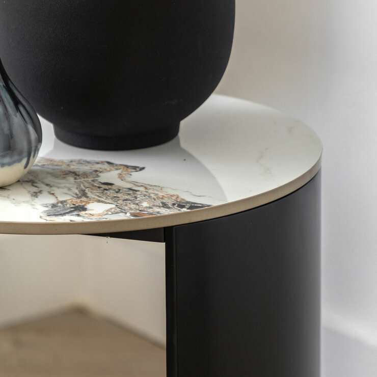 Gallery Marzio White Marble Side Table Gallery Marzio White Marble Side Table