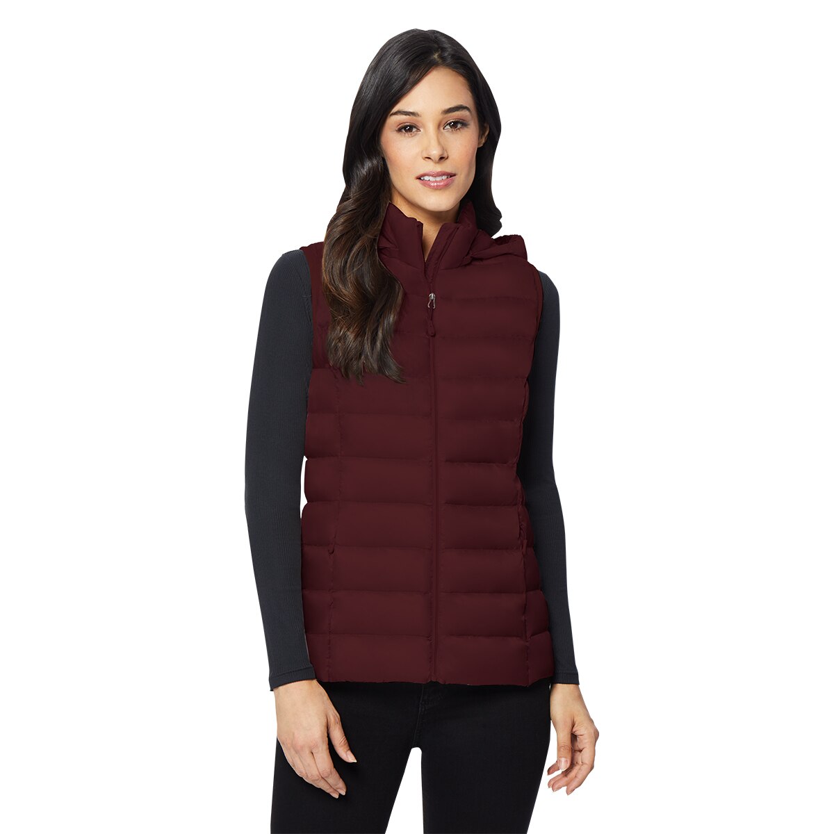 32 Degrees Women's Packable Vest with Detachable Hood in Maroon, Extra Large Costco UK