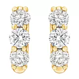 1.18ctw 3 Stone Diamond Hoop Earrings, 14ct Yellow Gold