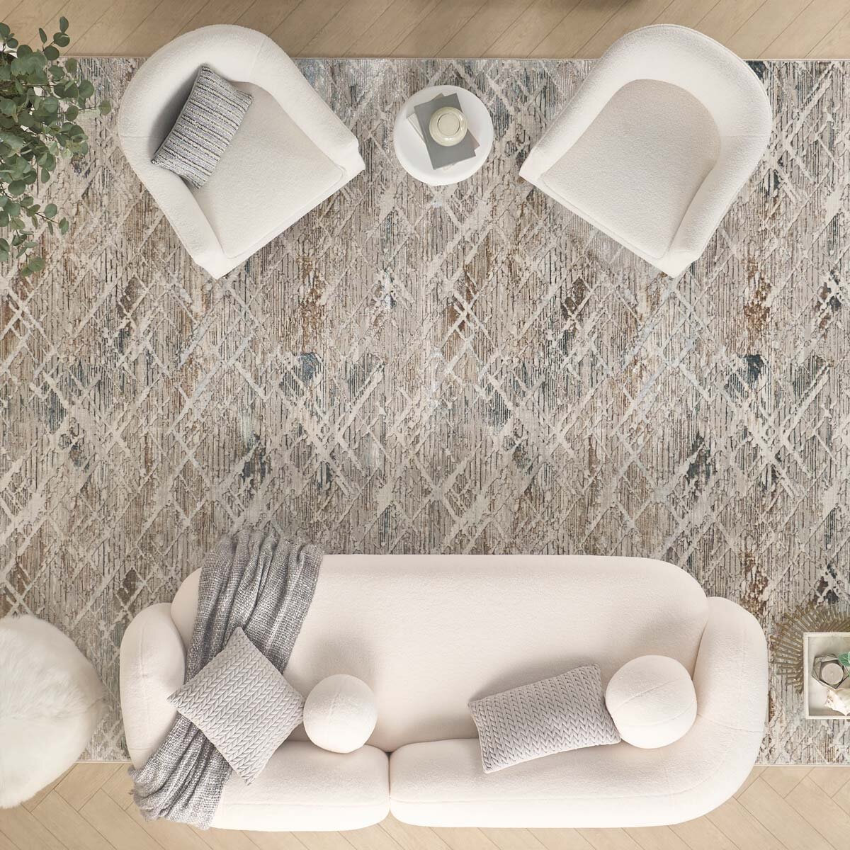 Glitz Grey Abstract Area Rug in 3 Sizes