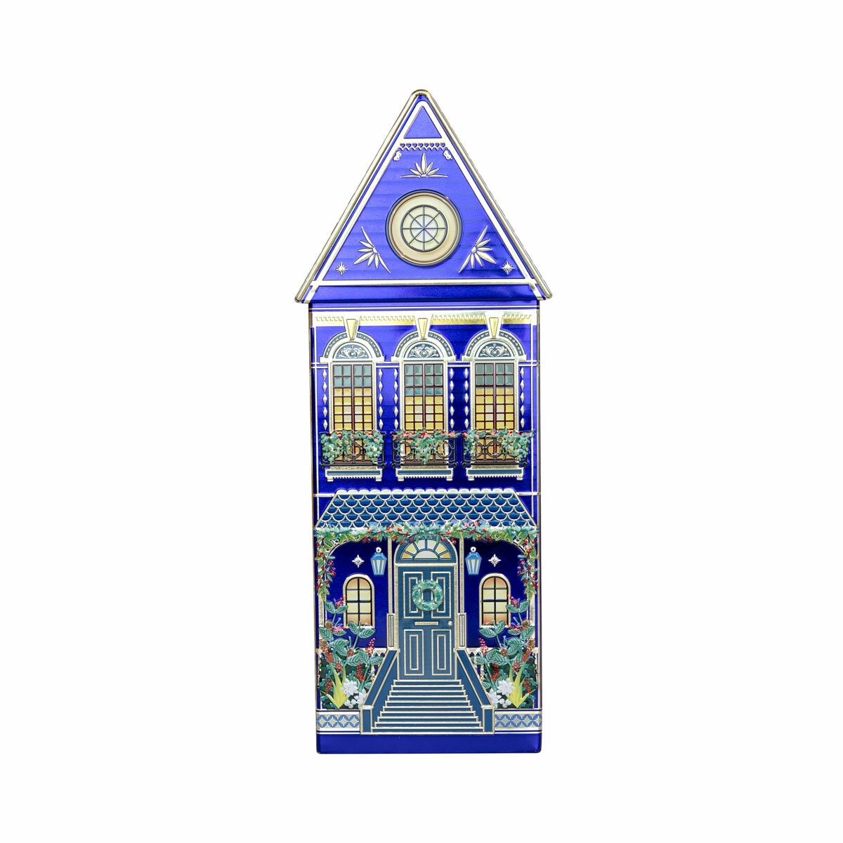 The Silver Crane Co Winter Festive Houses Speculoos Cookies, 345g in Blue