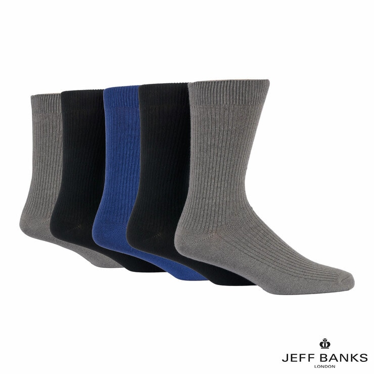 Jeff Banks Men's Ribbed Sock 10 Pack in Black Jeff Banks Men's Ribbed Sock 10 Pack in Black