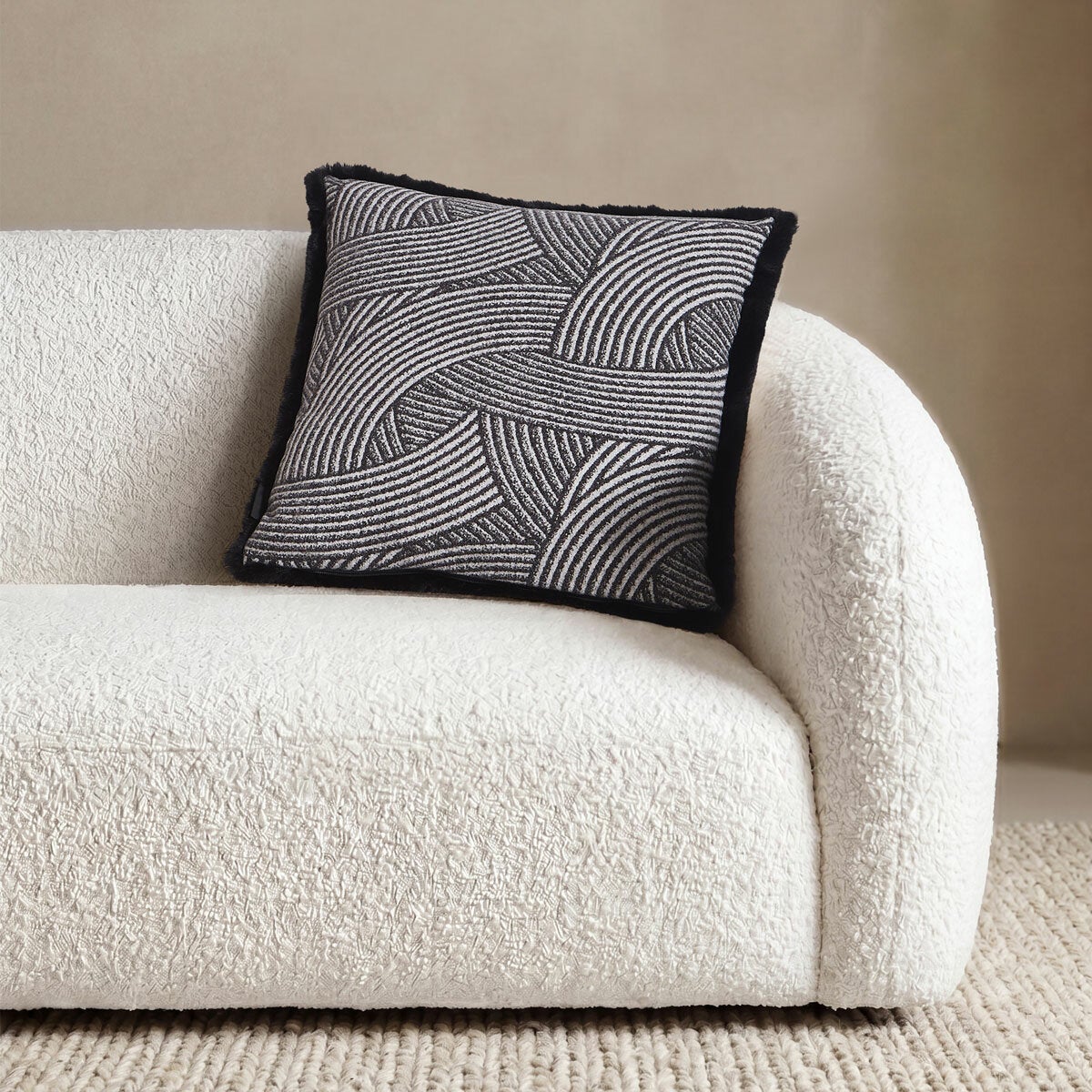 Mon Chateau Tweed Faux Fur Cushion In 3 Designs, 50 x 50 cm Mon Chateau Tweed Faux Fur Cushion In 3 Designs, 50 x 50 cm