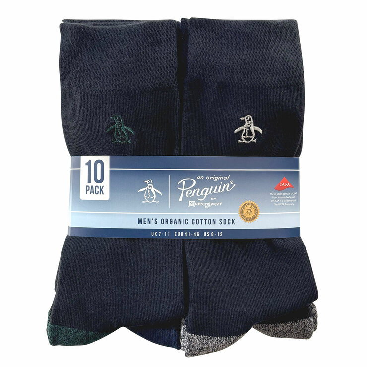 Penguin Men's Premium Organic Cotton Socks, 10 Pack