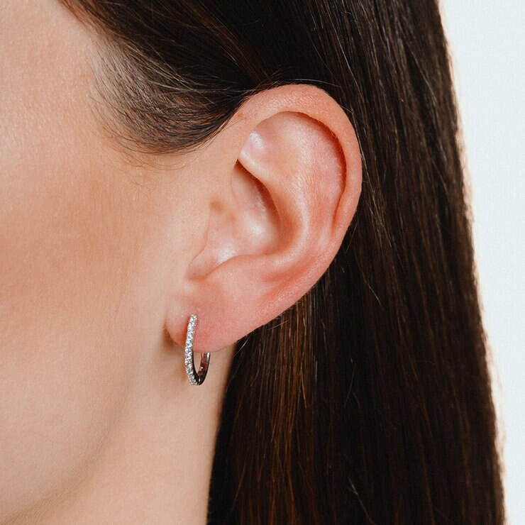 DiamonFire Sterling Silver Cubic Zirconia Hoop Earrings DiamonFire Sterling Silver Cubic Zirconia Hoop Earrings