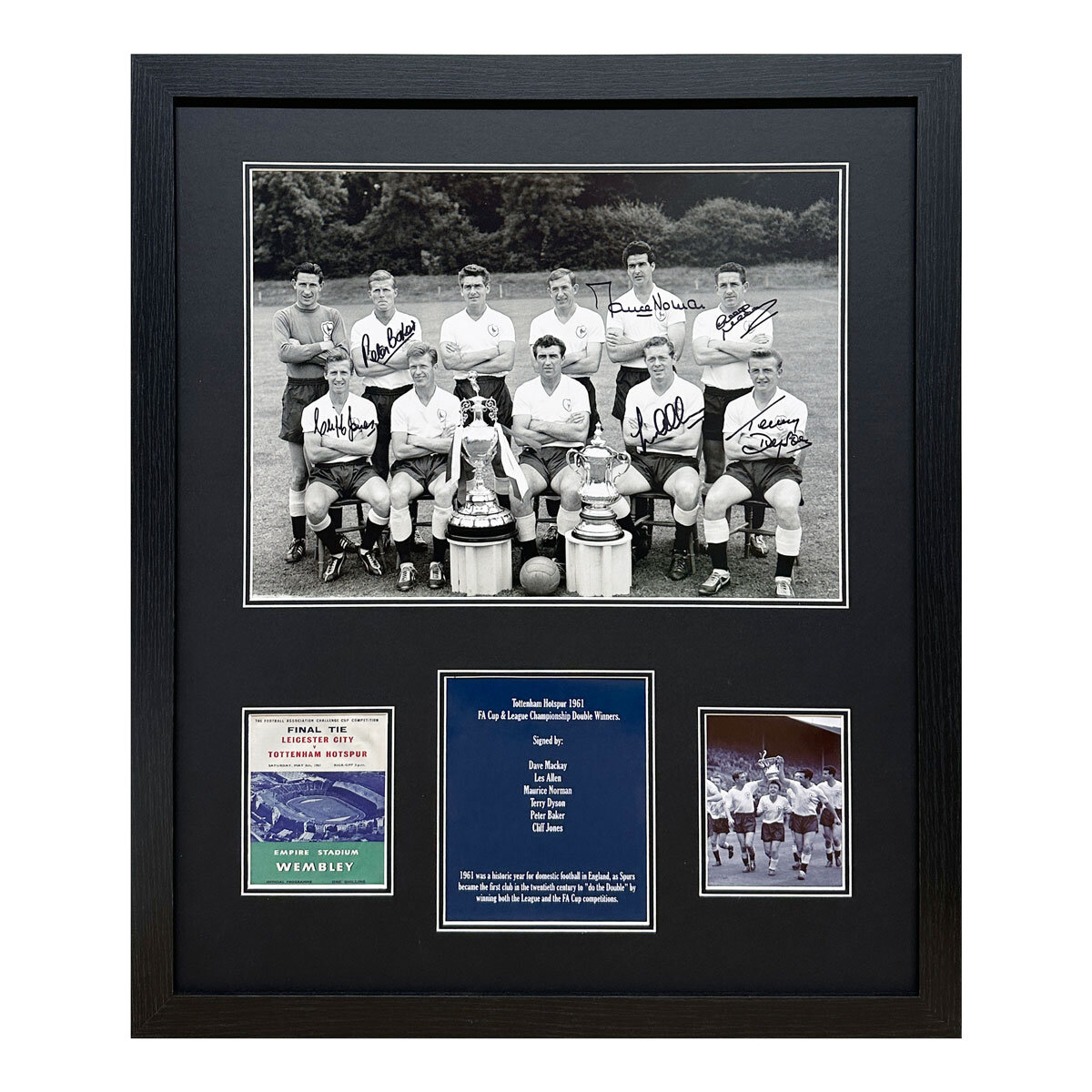 Tottenham 1961 Double Winners photo signed by 6