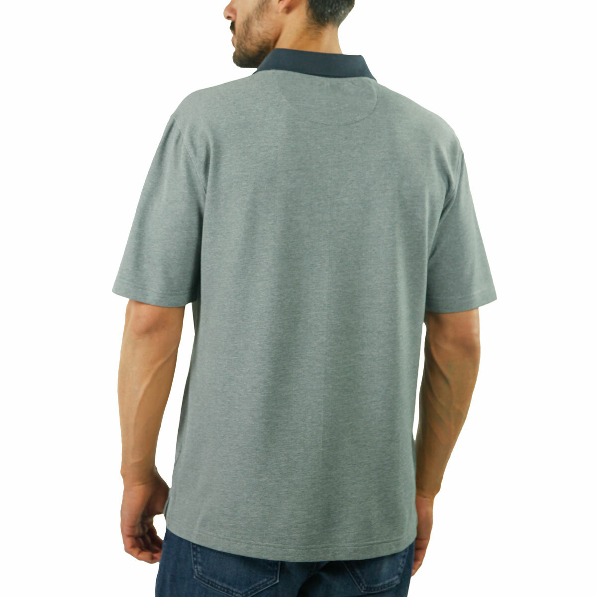 Jachs Mens Lightweight Knit Oxford Polo Shirt in Charcoal