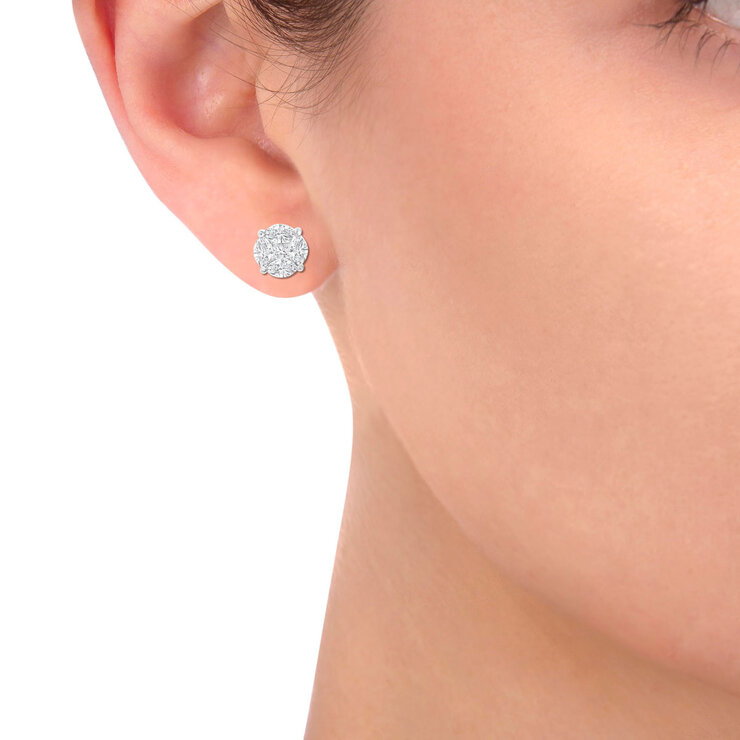 1.00ctw Marquise and Princess Cut Diamond Multi Stone Earrings, 18t White Gold 1.00ctw Marquise and Princess Cut Diamond Multi Stone Earrings, 18t White Gold