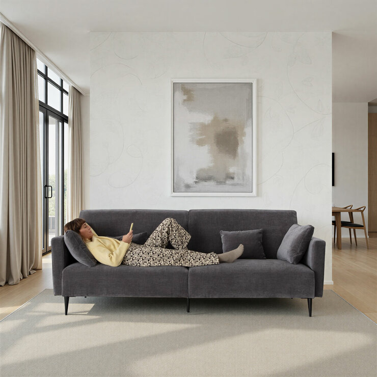 MOONAP Monroe Dark Grey Fabric 4 Seater Sofa MOONAP Monroe Dark Grey Fabric 4 Seater Sofa