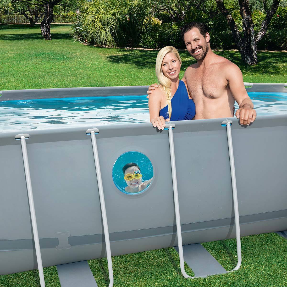 Bestway 18 x 9 ft Steel Oval Frame Pool with Sand Filter Pump, Solar Powered Pool Pad and Cover