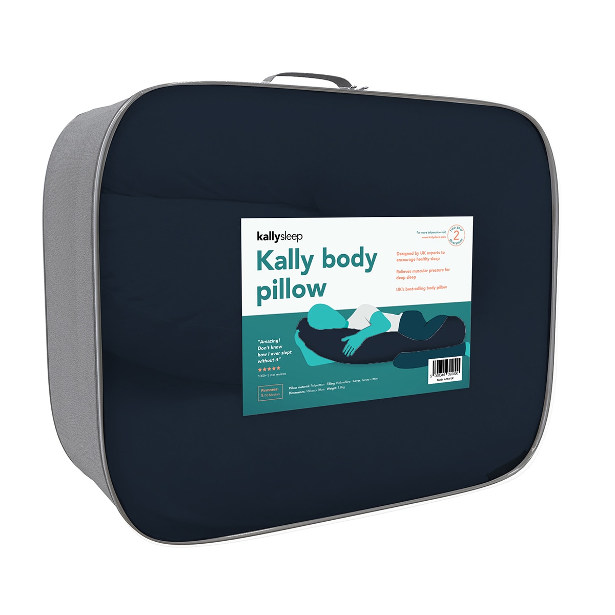 Kally Sleep Orthopaedic Full Body Support Pillow, Navy Blue Costco UK