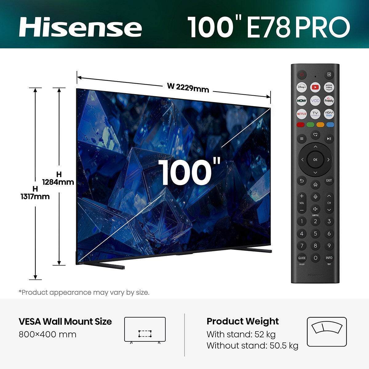 Buy Hisense 100E55E78QTUK PRO 100 Inch QLED 4K UHD Smart TV at Costco.co.uk Buy Hisense 100E55E78QTUK PRO 100 Inch QLED 4K UHD Smart TV at Costco.co.uk