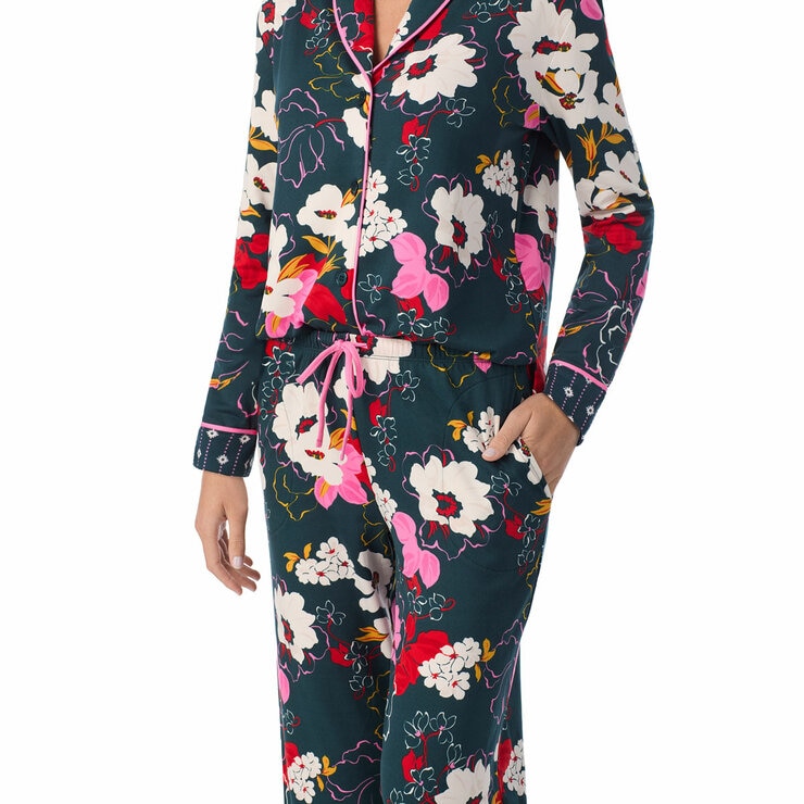 Room Service Ladies Notch Collar PJ Set in Floral Room Service Ladies Notch Collar PJ Set in Floral