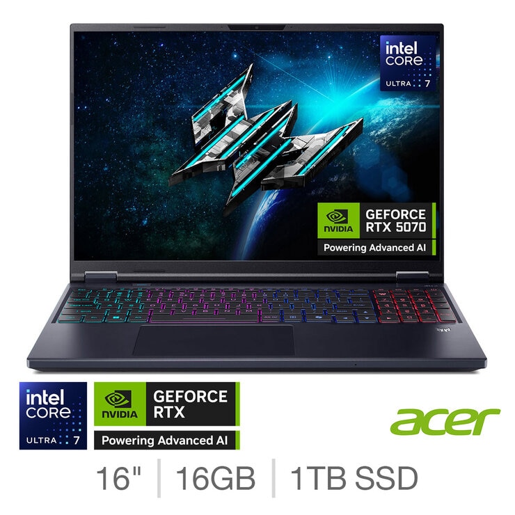 Acer Predator Helios NEO 16, Intel Core Ultra 7, 16GB RAM, 1TB SSD NVIDIA GeForce RTX 5070, 16 Inch Gaming Laptop, NH.QX3EK.002