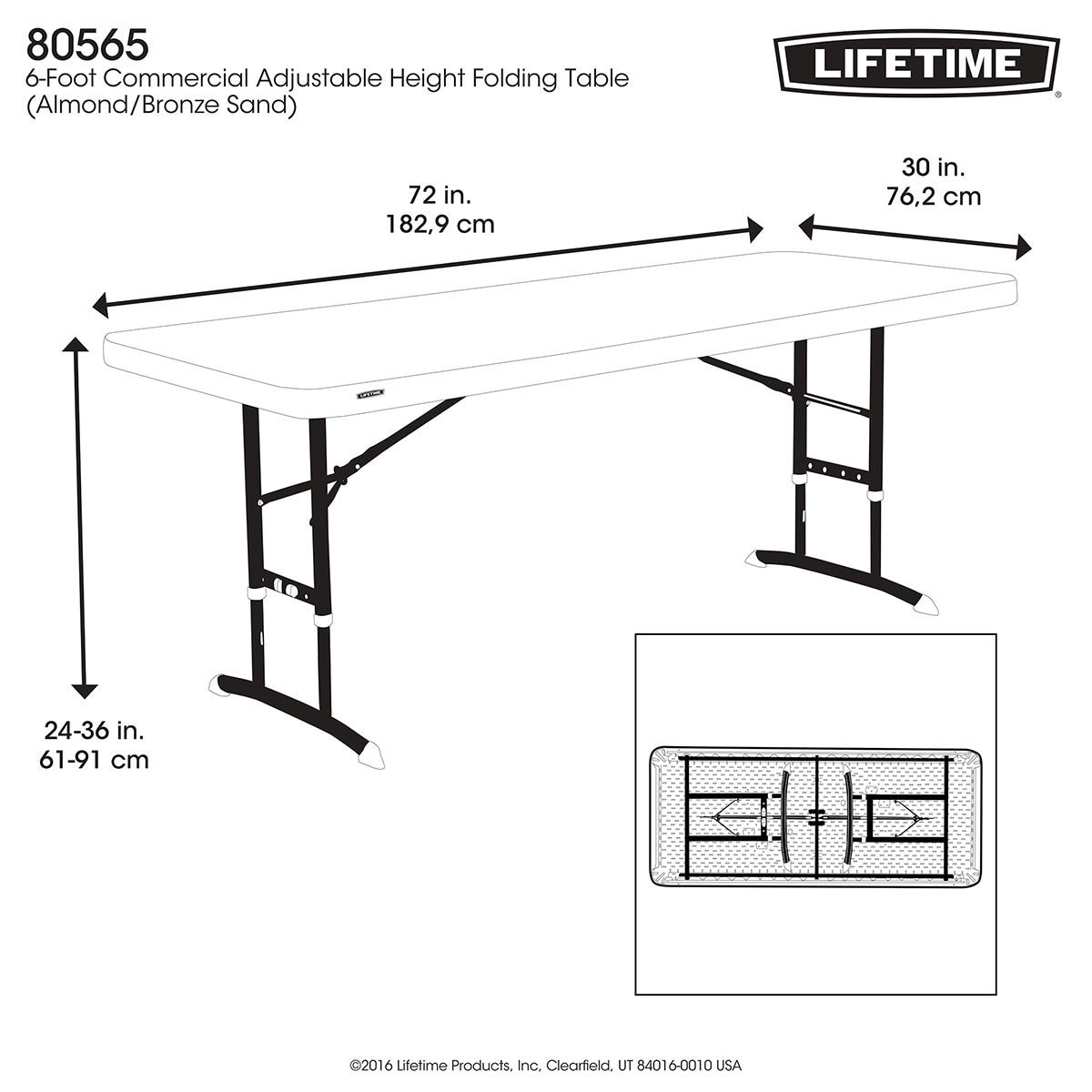 Lifetime 6ft Adjustable Height Commercial Table - 20 Pack