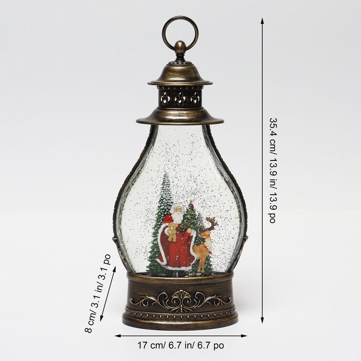 Holiday Scene Lantern Santa showing dimensions