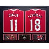 Ryan Giggs & Paul Scholes Signed Framed Manchester United Football Shirts