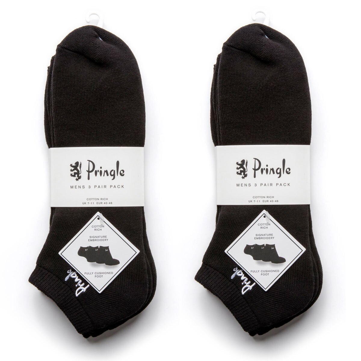 Pringle Men's 2 x 3 Pack Cushioned Trainer Socks in 2 Colours and Size 7-11