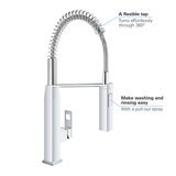 GROHE Eurocube Single-Lever Spring Mixer Tap in Chrome - Model 31395000