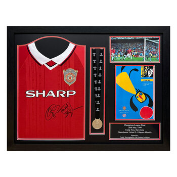 Teddy Sheringham & Ole Gunnar Solskjaer Signed Framed 1999 Manchester United Football Shirt