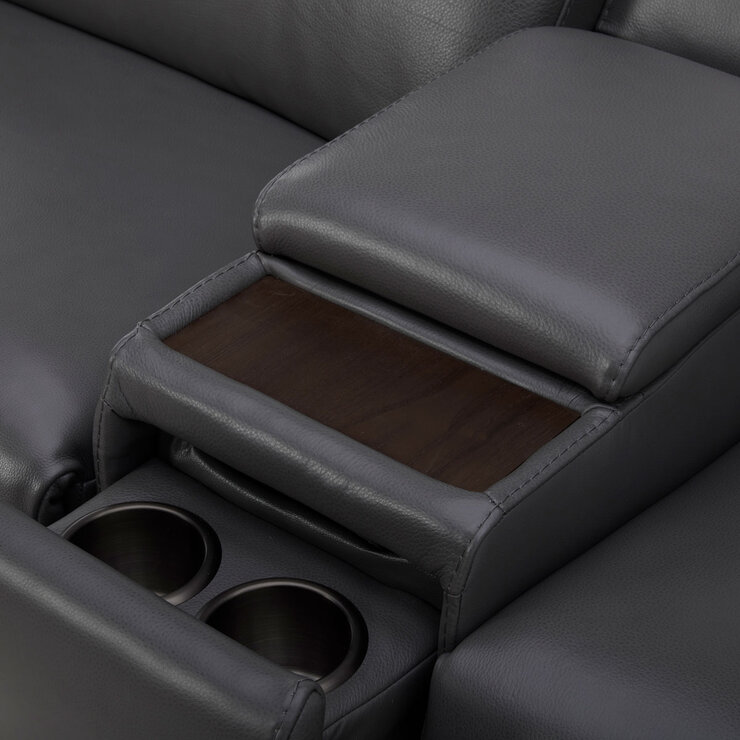 Aiden & Ivy Karson Dark Grey Leather Power Reclining Sectional Sofa