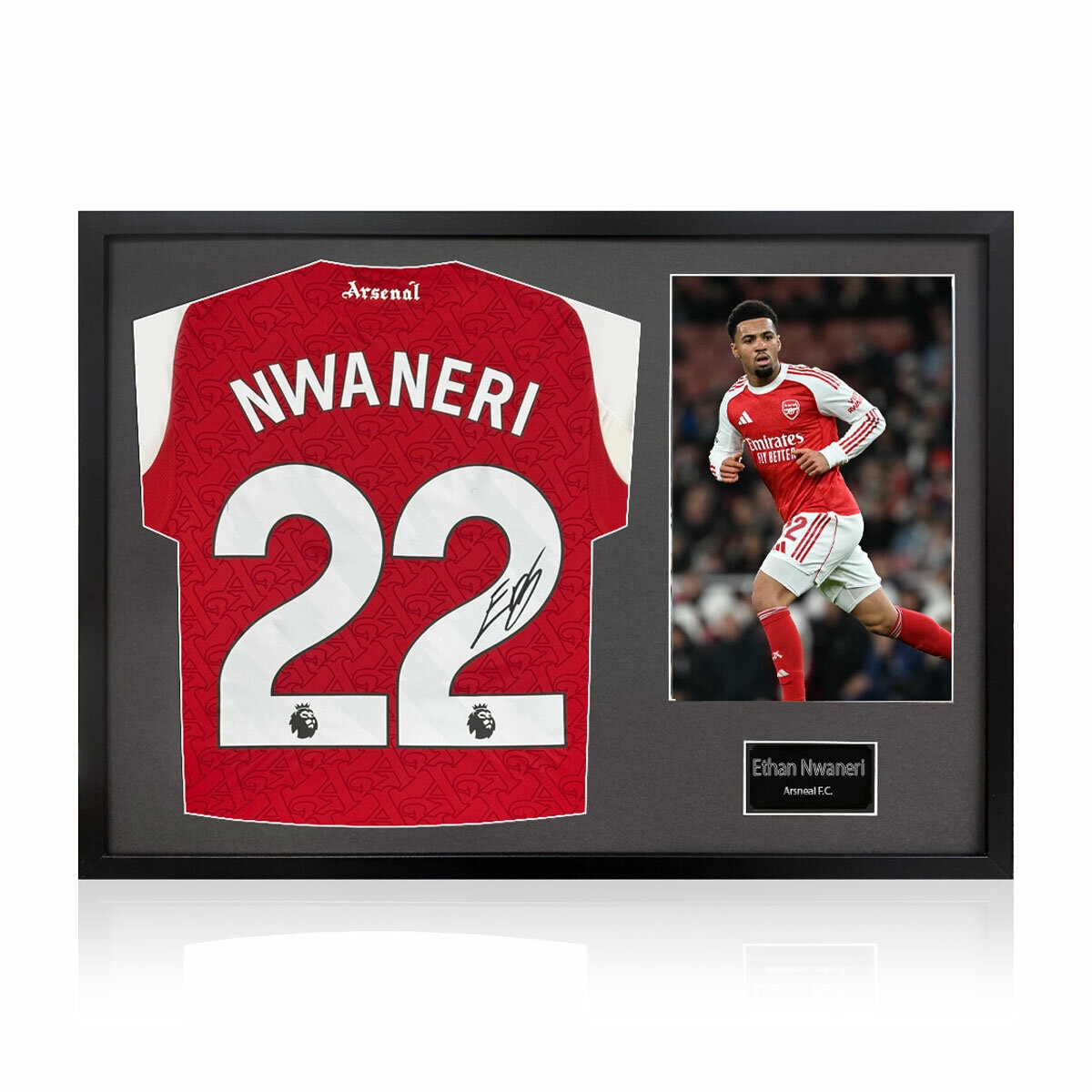 Ethan Nwaneri Arsenal Signed Framed Shirt