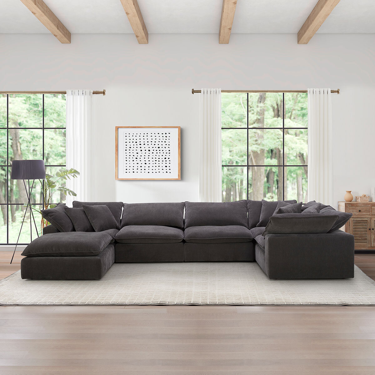 Aiden & Ivy Serene Modular Sofa in Dark Grey