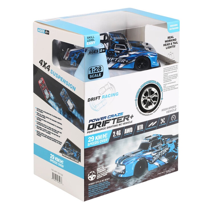 Power Craze Drifter+ 1:28 Scale Performance Drifting Racer Vehicle in Blue (8+ Years)