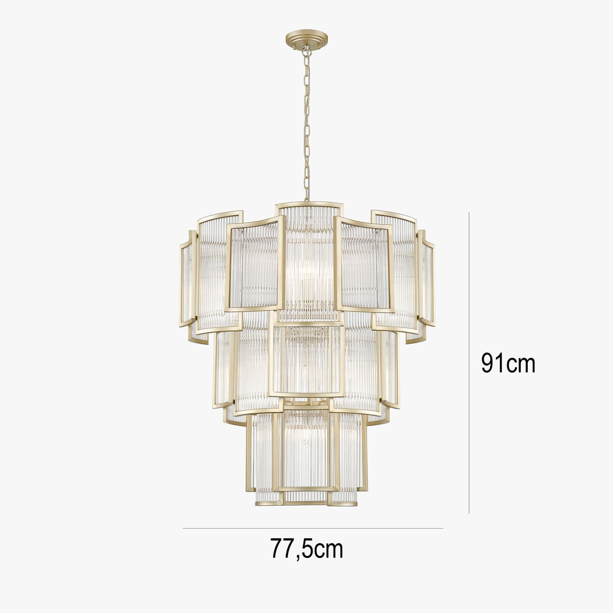 Dimensions of Impex Chicago 13 Light Ceiling Pendant Light in Matt Gold