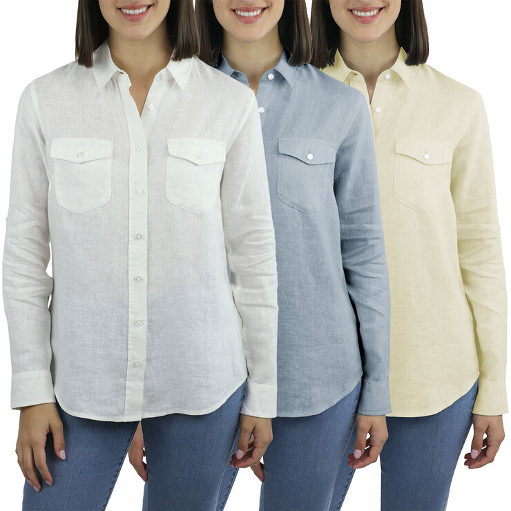 Jachs Ladies Linen Long Sleeve Shirt Jachs Ladies Linen Long Sleeve Shirt