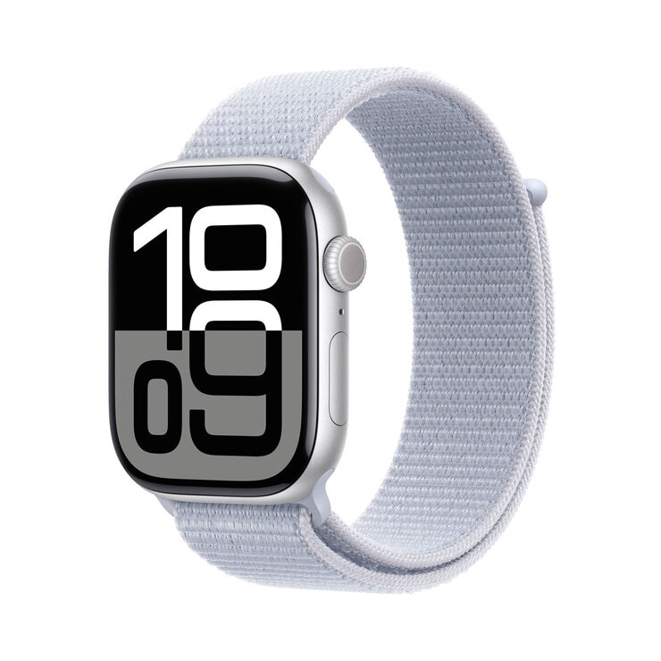 Apple Watch Series 10 GPS 46mm Silver Aluminium Case with Blue Cloud Sport Band MWWN3QA A