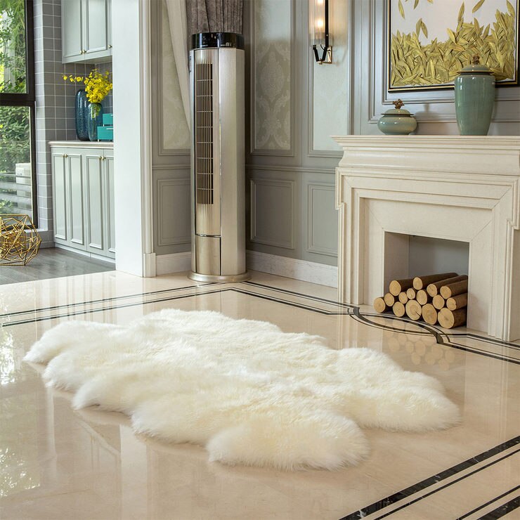 Windward 100 Sheepskin Quad Rug Ivory Costco Uk