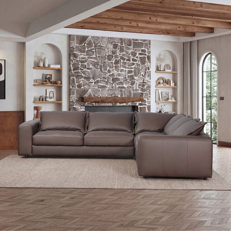 Simon Li Westbrook Brown Leather Corner Sofa
