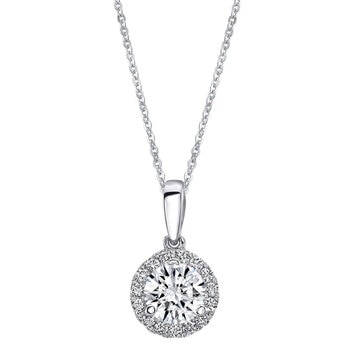 0.36ctw Round Brilliant Cut Diamond Halo Pendant, 14ct White Gold