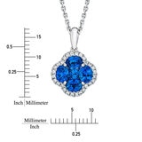 Oval & Princess Cut Blue Sapphire & 0.13ctw Diamond Pendant, 14ct White Gold