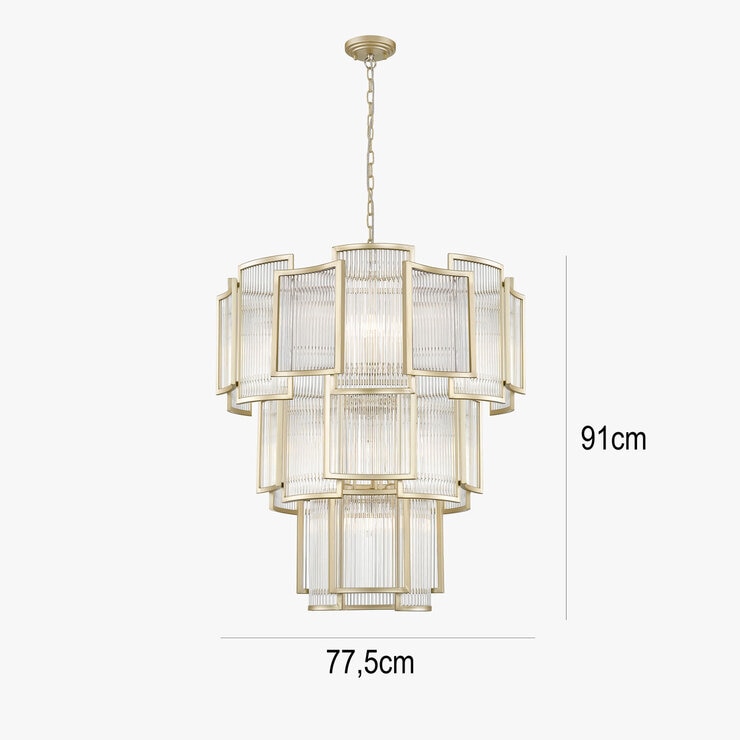 Dimensions of Impex Chicago 13 Light Ceiling Pendant Light in Matt Gold