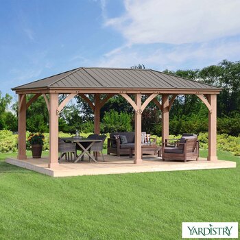 Yardistry 12ft x 20ft (3.7 x 6.2m) Gazebo with Peaked Aluminium Roof