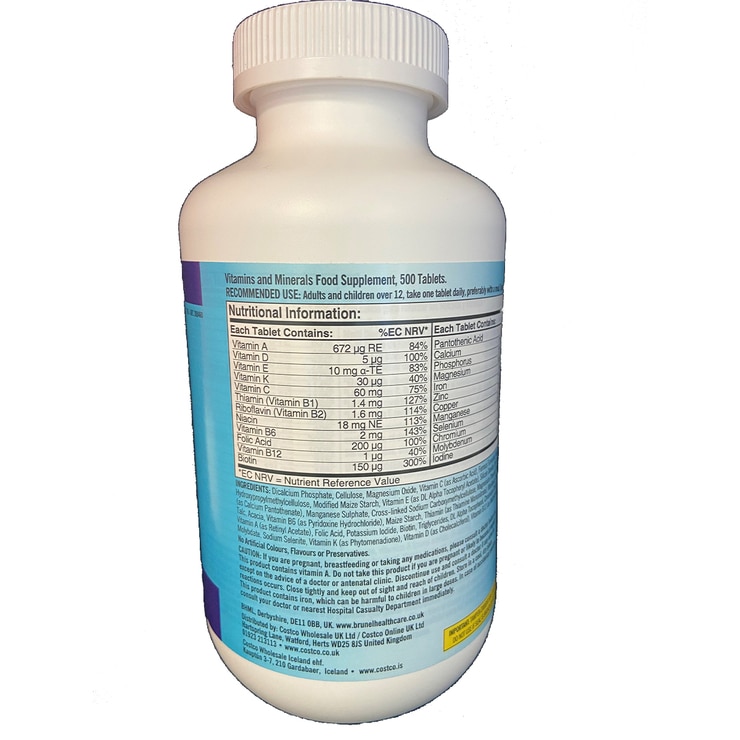 Kirkland Signature Daily Multi Vitamins & Minerals, 500 Tablets Costco UK