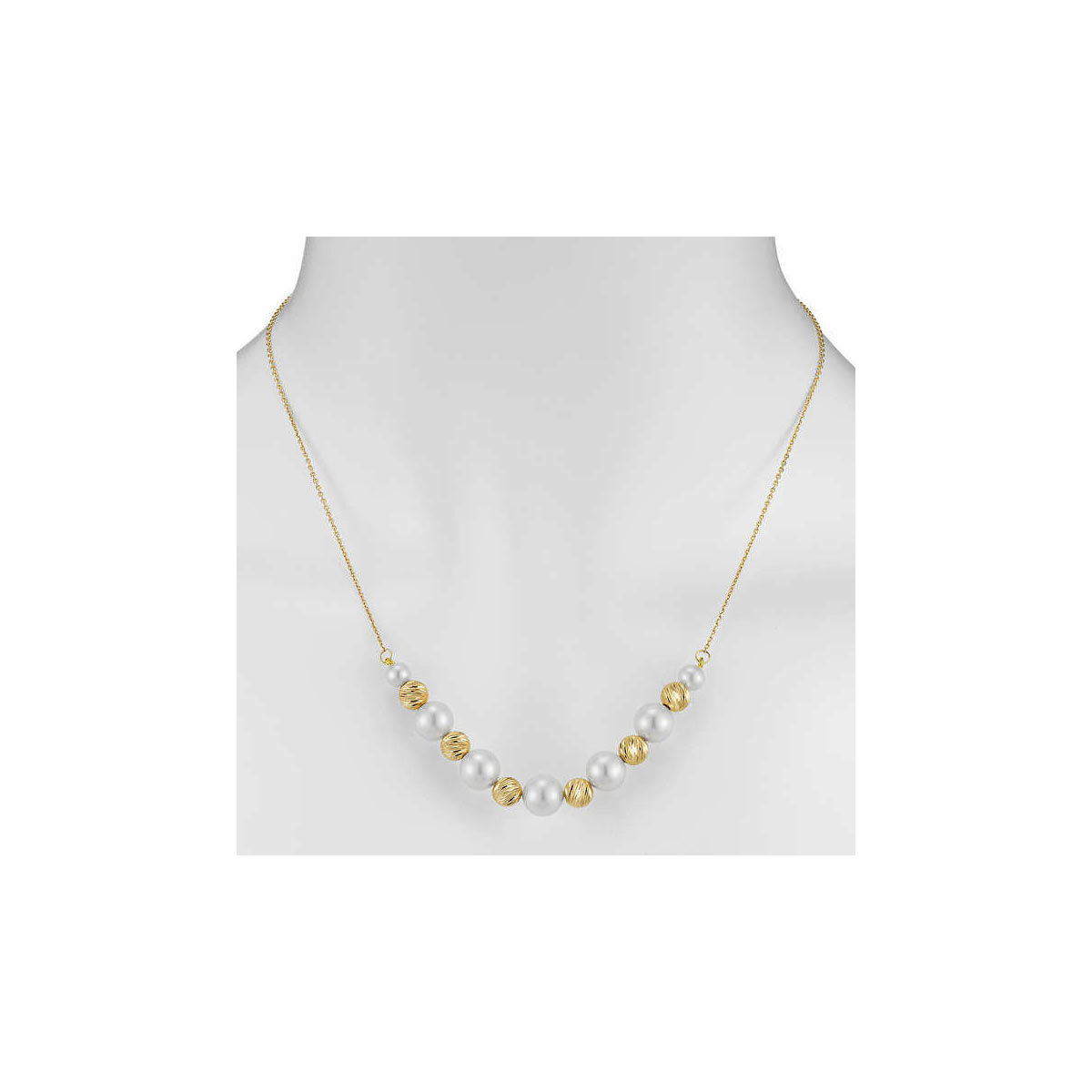 8-8.5mm Cultured Freshwater White Pearl Necklace, 18ct Yellow Gold